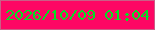文字の大きさ：3、枠の色：c95e86、背景の色：fd0664、文字の色：04e025 無料ブログパーツのブログ時計