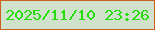 文字の大きさ：1、枠の色：c96220、背景の色：d0e2cc、文字の色：26dd0b 無料ブログパーツのブログ時計