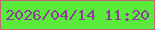 文字の大きさ：4、枠の色：c96578、背景の色：5aea39、文字の色：933aa0 無料ブログパーツのブログ時計