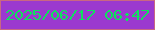 文字の大きさ：5、枠の色：c96782、背景の色：9b39cf、文字の色：0ee25d 無料ブログパーツのブログ時計