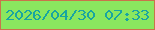 文字の大きさ：1、枠の色：c9744b、背景の色：8ae75f、文字の色：18a5a1 無料ブログパーツのブログ時計
