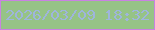 文字の大きさ：4、枠の色：c982e1、背景の色：96c386、文字の色：9eb5dc 無料ブログパーツのブログ時計