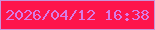 文字の大きさ：3、枠の色：c994d8、背景の色：fe144b、文字の色：d87be5 無料ブログパーツのブログ時計