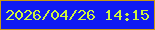 文字の大きさ：1、枠の色：c99911、背景の色：101bf3、文字の色：cdf43e 無料ブログパーツのブログ時計