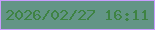 文字の大きさ：2、枠の色：c99dfe、背景の色：639586、文字の色：3e8343 無料ブログパーツのブログ時計