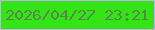 文字の大きさ：4、枠の色：c9adfa、背景の色：33e514、文字の色：57874c 無料ブログパーツのブログ時計