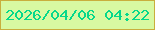 文字の大きさ：4、枠の色：c9ae3d、背景の色：d8f9a2、文字の色：06d88b 無料ブログパーツのブログ時計