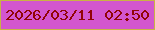 文字の大きさ：4、枠の色：c9b344、背景の色：d356ce、文字の色：910406 無料ブログパーツのブログ時計