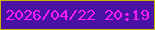 文字の大きさ：4、枠の色：c9b602、背景の色：4912a2、文字の色：fb1df8 無料ブログパーツのブログ時計