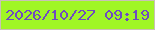 文字の大きさ：5、枠の色：c9c1b6、背景の色：a0f625、文字の色：6f4bc0 無料ブログパーツのブログ時計