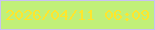 文字の大きさ：3、枠の色：c9c1f4、背景の色：c1f079、文字の色：fee62d 無料ブログパーツのブログ時計