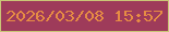 文字の大きさ：4、枠の色：c9c676、背景の色：9e3b5a、文字の色：e68c44 無料ブログパーツのブログ時計