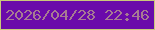 文字の大きさ：5、枠の色：c9c97a、背景の色：6a0baa、文字の色：a77b92 無料ブログパーツのブログ時計