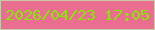 文字の大きさ：1、枠の色：c9caa7、背景の色：ea6e8f、文字の色：86e903 無料ブログパーツのブログ時計