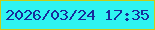 文字の大きさ：2、枠の色：c9cc16、背景の色：2ff4f1、文字の色：182c9c 無料ブログパーツのブログ時計