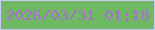 文字の大きさ：4、枠の色：c9ccfb、背景の色：70b964、文字の色：aa6dd1 無料ブログパーツのブログ時計