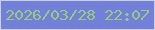 文字の大きさ：2、枠の色：c9cfe5、背景の色：7380d9、文字の色：98ca80 無料ブログパーツのブログ時計