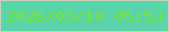 文字の大きさ：2、枠の色：c9d0b6、背景の色：5ad5ab、文字の色：7ae230 無料ブログパーツのブログ時計