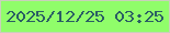 文字の大きさ：4、枠の色：c9d0ba、背景の色：90fd6a、文字の色：2a5e64 無料ブログパーツのブログ時計
