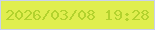 文字の大きさ：2、枠の色：c9d0ef、背景の色：e0ee4f、文字の色：b3d22d 無料ブログパーツのブログ時計