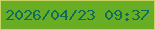 文字の大きさ：3、枠の色：c9d363、背景の色：69ad25、文字の色：0f6d5b 無料ブログパーツのブログ時計