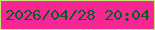 文字の大きさ：4、枠の色：c9e579、背景の色：f82692、文字の色：0a5b26 無料ブログパーツのブログ時計