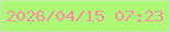 文字の大きさ：4、枠の色：c9e5b6、背景の色：adf875、文字の色：fd8baa 無料ブログパーツのブログ時計