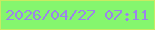 文字の大きさ：5、枠の色：c9ea62、背景の色：85f66e、文字の色：9c84e9 無料ブログパーツのブログ時計
