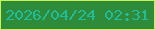 文字の大きさ：2、枠の色：c9f355、背景の色：2d8b3a、文字の色：21bc9a 無料ブログパーツのブログ時計
