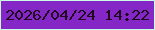 文字の大きさ：5、枠の色：c9fbe4、背景の色：8526c7、文字の色：200821 無料ブログパーツのブログ時計