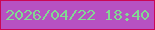 文字の大きさ：2、枠の色：ca0755、背景の色：b751c2、文字の色：82d992 無料ブログパーツのブログ時計