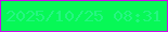 文字の大きさ：5、枠の色：ca09eb、背景の色：07f856、文字の色：26f582 無料ブログパーツのブログ時計
