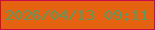 文字の大きさ：1、枠の色：ca0b4a、背景の色：e56310、文字の色：5b975f 無料ブログパーツのブログ時計