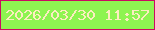 文字の大きさ：4、枠の色：ca0b61、背景の色：8ef451、文字の色：fdedc0 無料ブログパーツのブログ時計