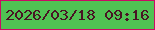 文字の大きさ：5、枠の色：ca0b64、背景の色：50c253、文字の色：491424 無料ブログパーツのブログ時計