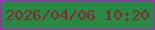 文字の大きさ：2、枠の色：ca0be7、背景の色：288942、文字の色：8b233d 無料ブログパーツのブログ時計