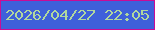 文字の大きさ：1、枠の色：ca0c96、背景の色：3f60da、文字の色：b2d79e 無料ブログパーツのブログ時計