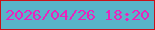 文字の大きさ：3、枠の色：ca1218、背景の色：58b5c9、文字の色：e924bc 無料ブログパーツのブログ時計