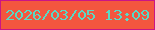 文字の大きさ：2、枠の色：ca1586、背景の色：f3563f、文字の色：58dac5 無料ブログパーツのブログ時計