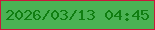 文字の大きさ：1、枠の色：ca173c、背景の色：4bb254、文字の色：107e11 無料ブログパーツのブログ時計