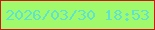 文字の大きさ：1、枠の色：ca191a、背景の色：a1fa6b、文字の色：5fe2ce 無料ブログパーツのブログ時計