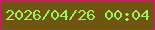 文字の大きさ：2、枠の色：ca1f66、背景の色：6e560f、文字の色：9af35f 無料ブログパーツのブログ時計