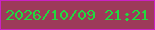 文字の大きさ：5、枠の色：ca22c3、背景の色：9d3a59、文字の色：21db3f 無料ブログパーツのブログ時計