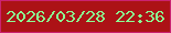 文字の大きさ：3、枠の色：ca2371、背景の色：ac1216、文字の色：8bfe92 無料ブログパーツのブログ時計