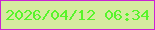文字の大きさ：5、枠の色：ca23d4、背景の色：d6eaa0、文字の色：58f42b 無料ブログパーツのブログ時計