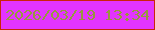 文字の大きさ：2、枠の色：ca240a、背景の色：e334fe、文字の色：96983e 無料ブログパーツのブログ時計