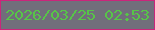 文字の大きさ：3、枠の色：ca257b、背景の色：716e7b、文字の色：57c548 無料ブログパーツのブログ時計