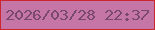 文字の大きさ：3、枠の色：ca272e、背景の色：c676a6、文字の色：784870 無料ブログパーツのブログ時計