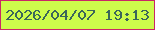文字の大きさ：1、枠の色：ca2767、背景の色：cdfc4b、文字の色：3b665a 無料ブログパーツのブログ時計