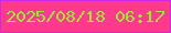 文字の大きさ：2、枠の色：ca29e6、背景の色：ff3a8c、文字の色：9be734 無料ブログパーツのブログ時計